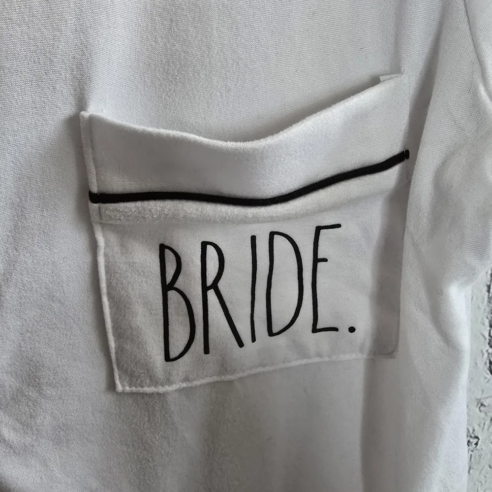 Rae Dunn Wedding White‎ Bride Button Up Pajama Top Small